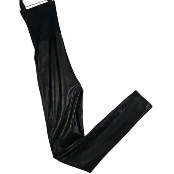 SPANX Mama Maternity ~Women's Size S/P~ Black Faux Leather Leggings Stretch. - Picture 10 of 13